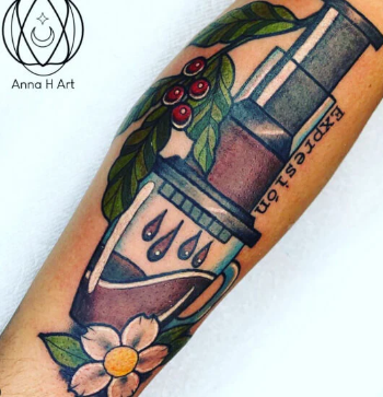 AeroPress tattoo on arm