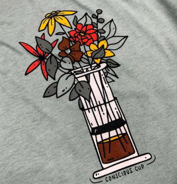 AeroPress flowers illustration