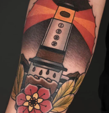AeroPress lighthouse tattoo